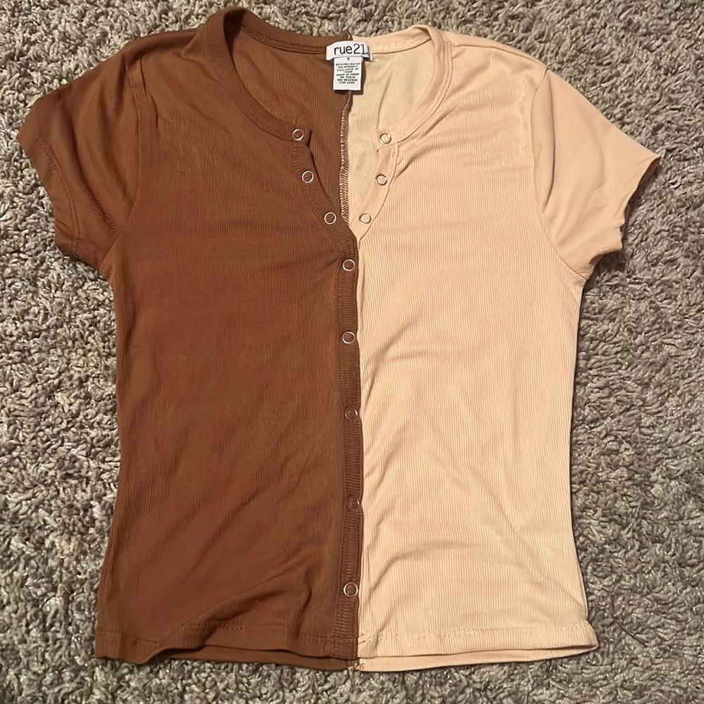 rue 21 crop top two shades of brown